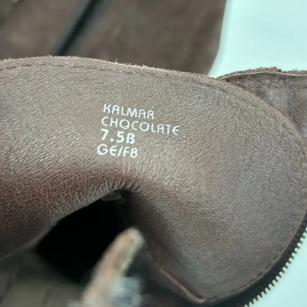 Earth‎ Ankle Boot Size 7.5 Kalmar Hidden Wedge Chocolate Brown Leather Side Zip
